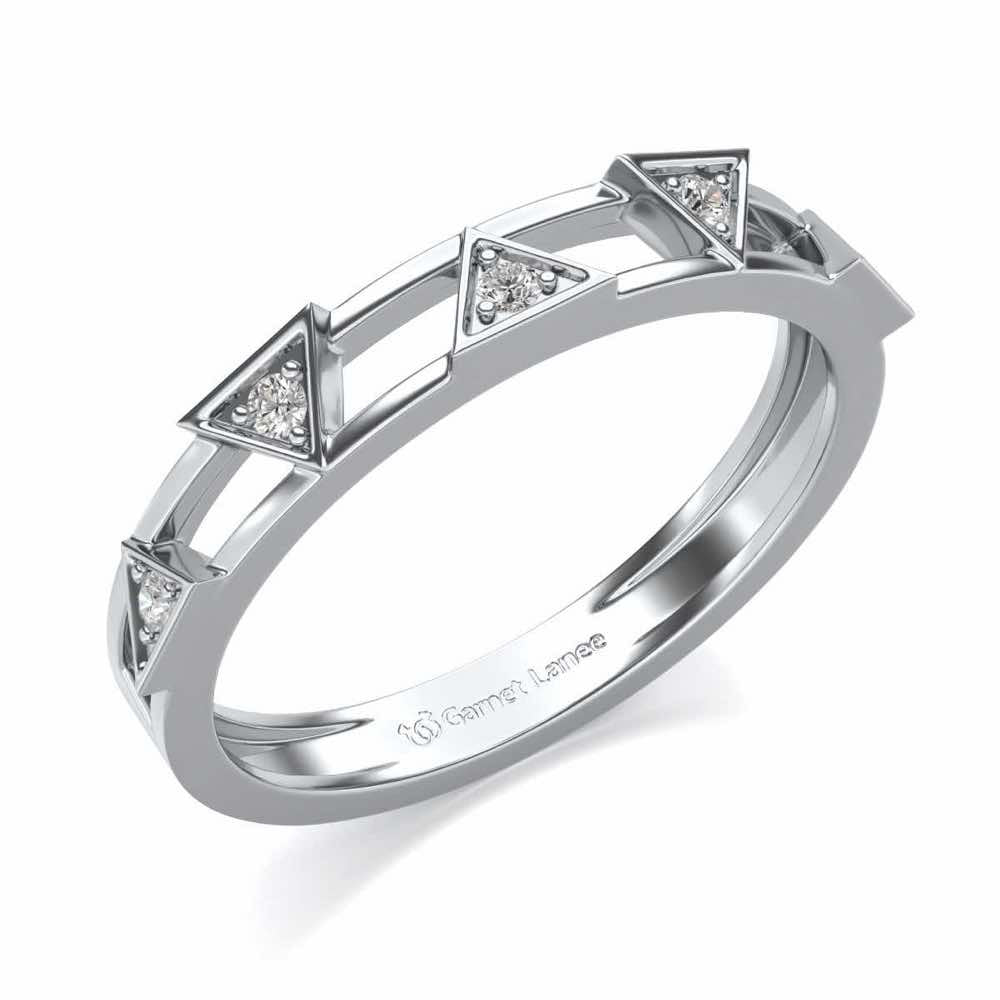 Lucky Pointer Silver Band Ring - White Gold - Image 1