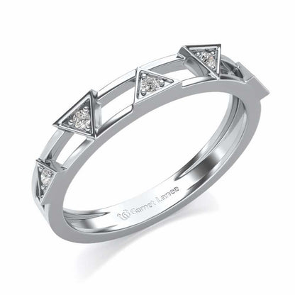 Lucky Pointer Silver Band Ring - White Gold - Image 1