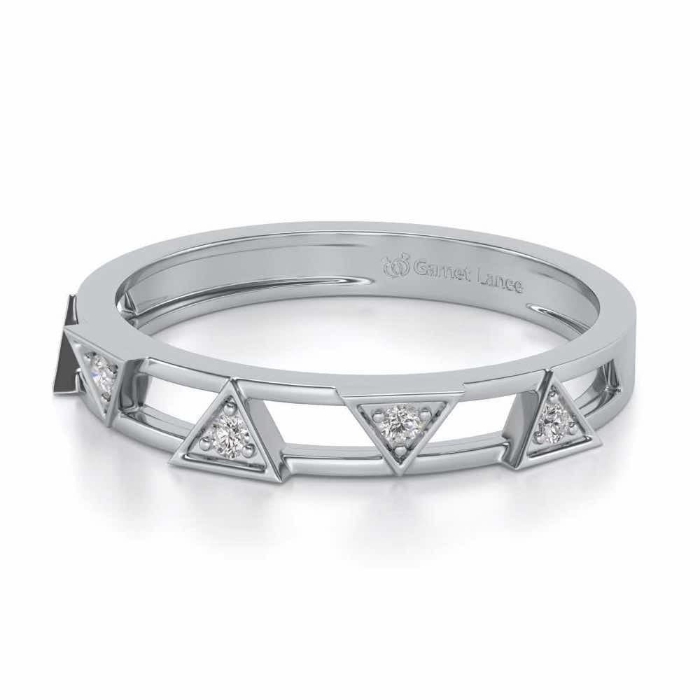 Lucky Pointer Silver Band Ring - White Gold - Image 2