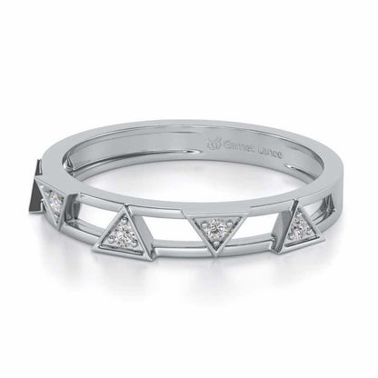 Lucky Pointer Silver Band Ring - White Gold - Image 2