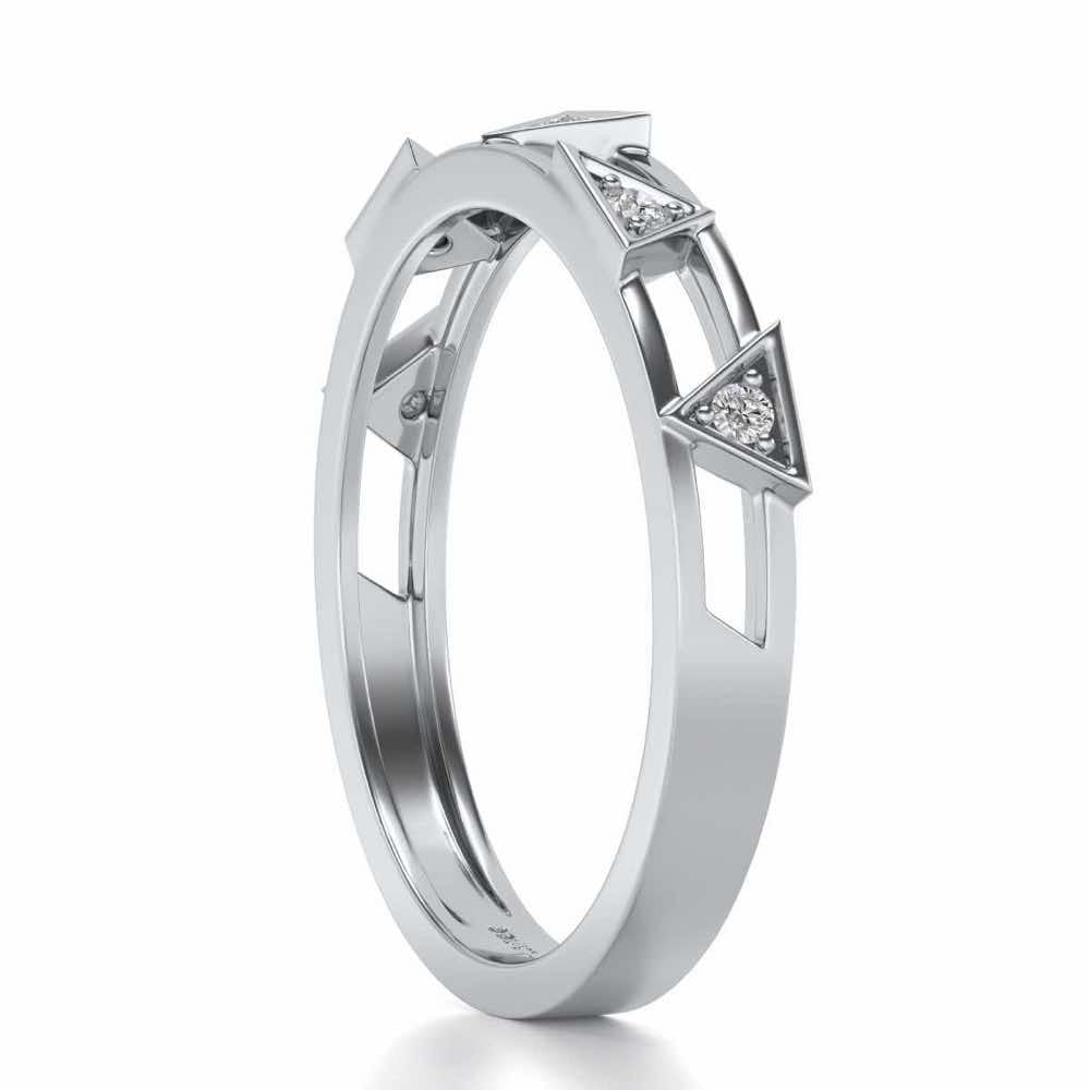 Lucky Pointer Silver Band Ring - White Gold - Image 3