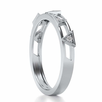 Lucky Pointer Silver Band Ring - White Gold - Image 3