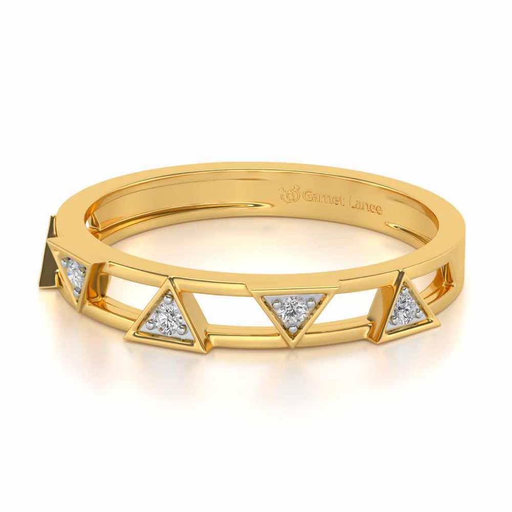 Lucky Pointer Silver Band Ring - Yellow Gold - Image 2