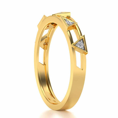 Lucky Pointer Silver Band Ring - Yellow Gold - Image 3