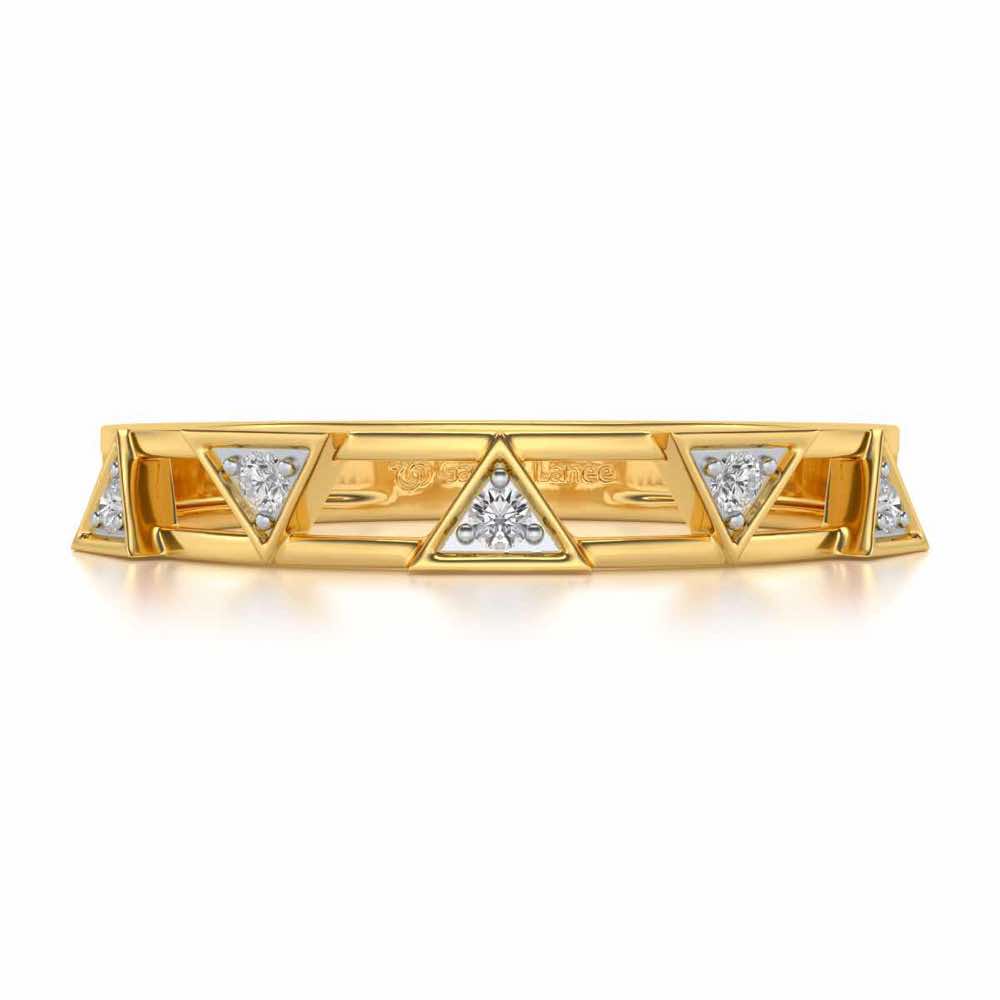 Lucky Pointer Silver Band Ring - Yellow Gold - Image 4