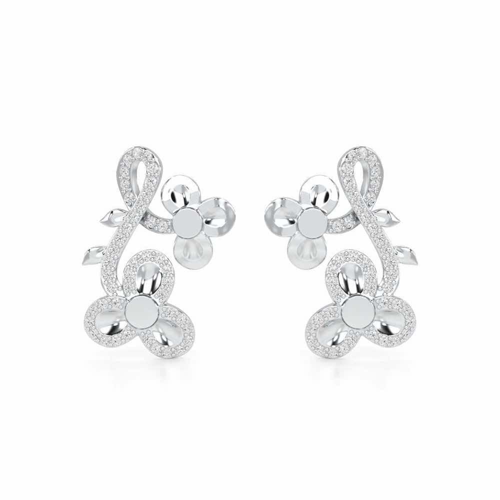 Luminescent Harmony Silver Earrings - White Gold - Image 1