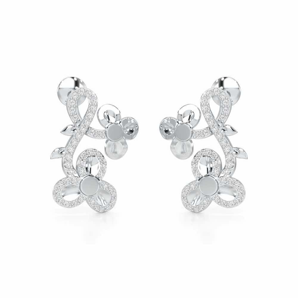 Luminescent Harmony Silver Earrings - White Gold - Image 2
