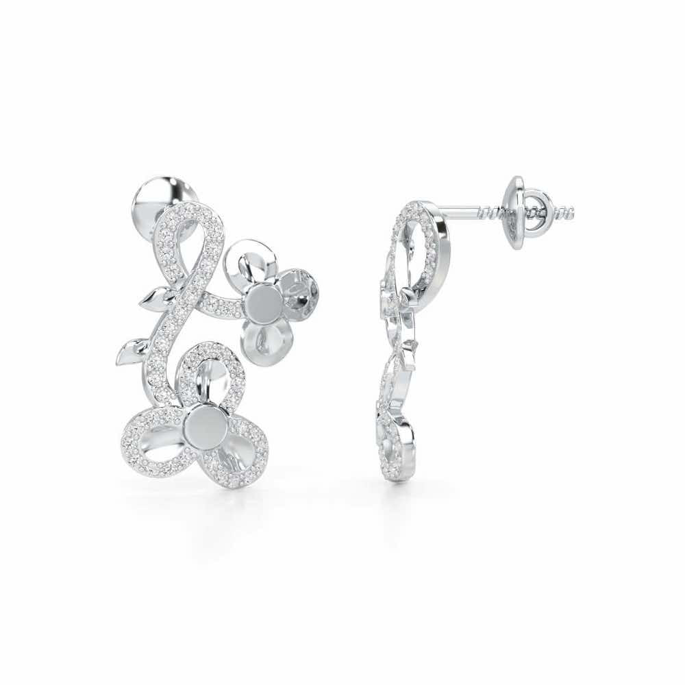 Luminescent Harmony Silver Earrings - White Gold - Image 4