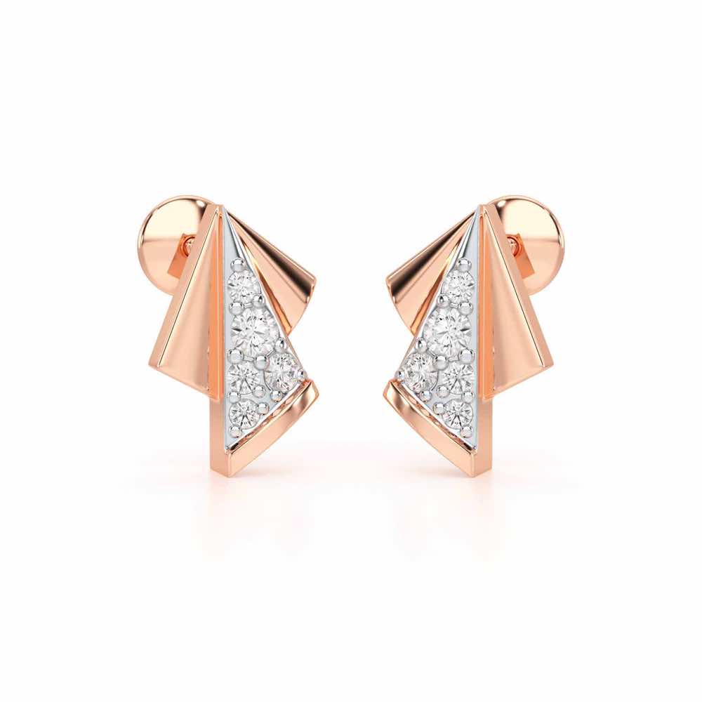 Luminous Angles Silver Earrings - Rose Gold - Image 1