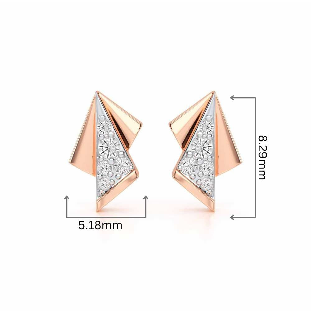 Luminous Angles Silver Earrings - Rose Gold - Image 2