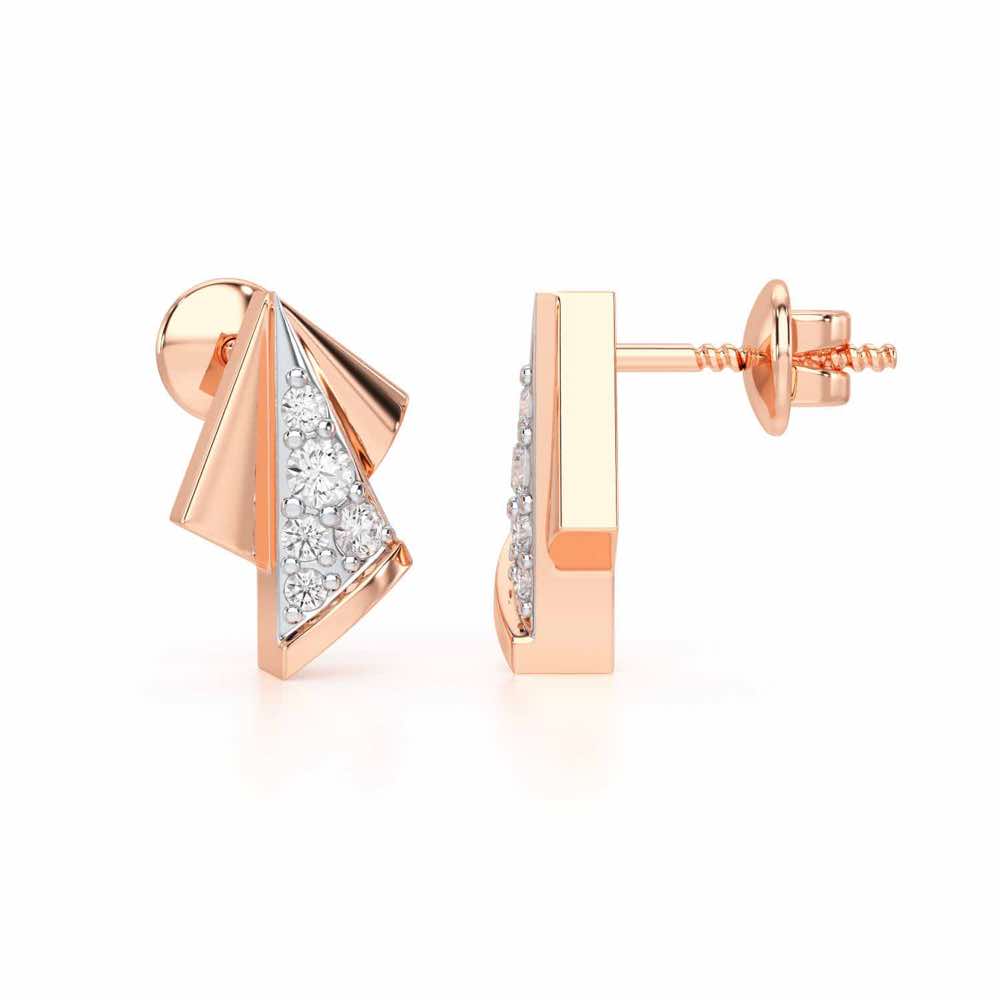 Luminous Angles Silver Earrings - Rose Gold - Image 4