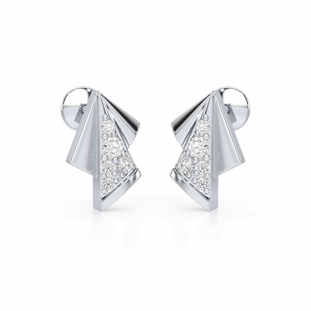 Luminous Angles Silver Earrings - White Gold - Image 1