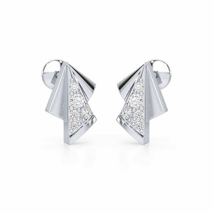 Luminous Angles Silver Earrings - White Gold - Image 1
