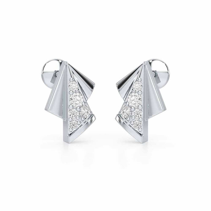 Luminous Angles Silver Earrings - White Gold - Image 1
