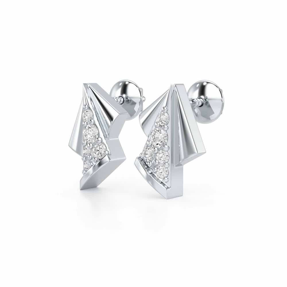 Luminous Angles Silver Earrings - White Gold - Image 3