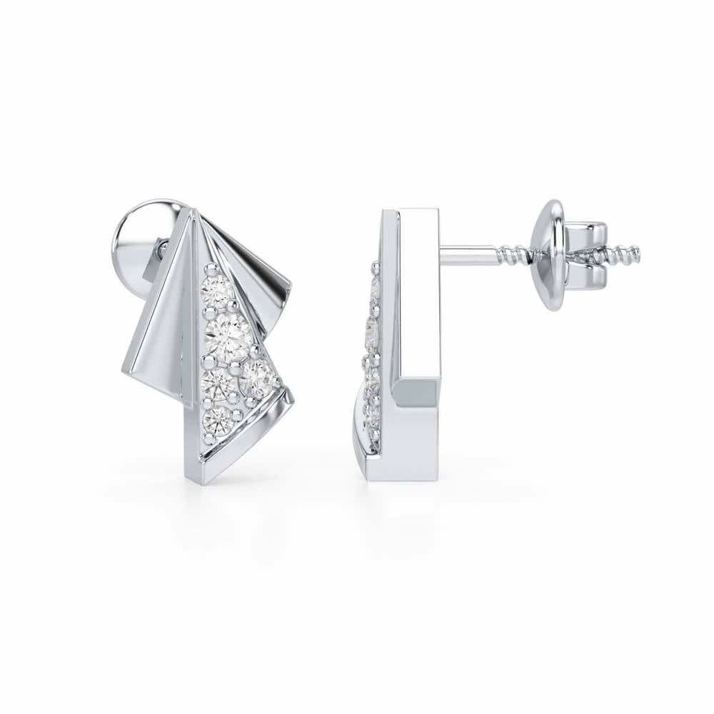 Luminous Angles Silver Earrings - White Gold - Image 4