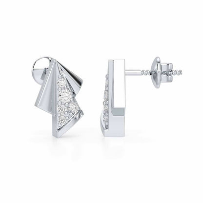 Luminous Angles Silver Earrings - White Gold - Image 4