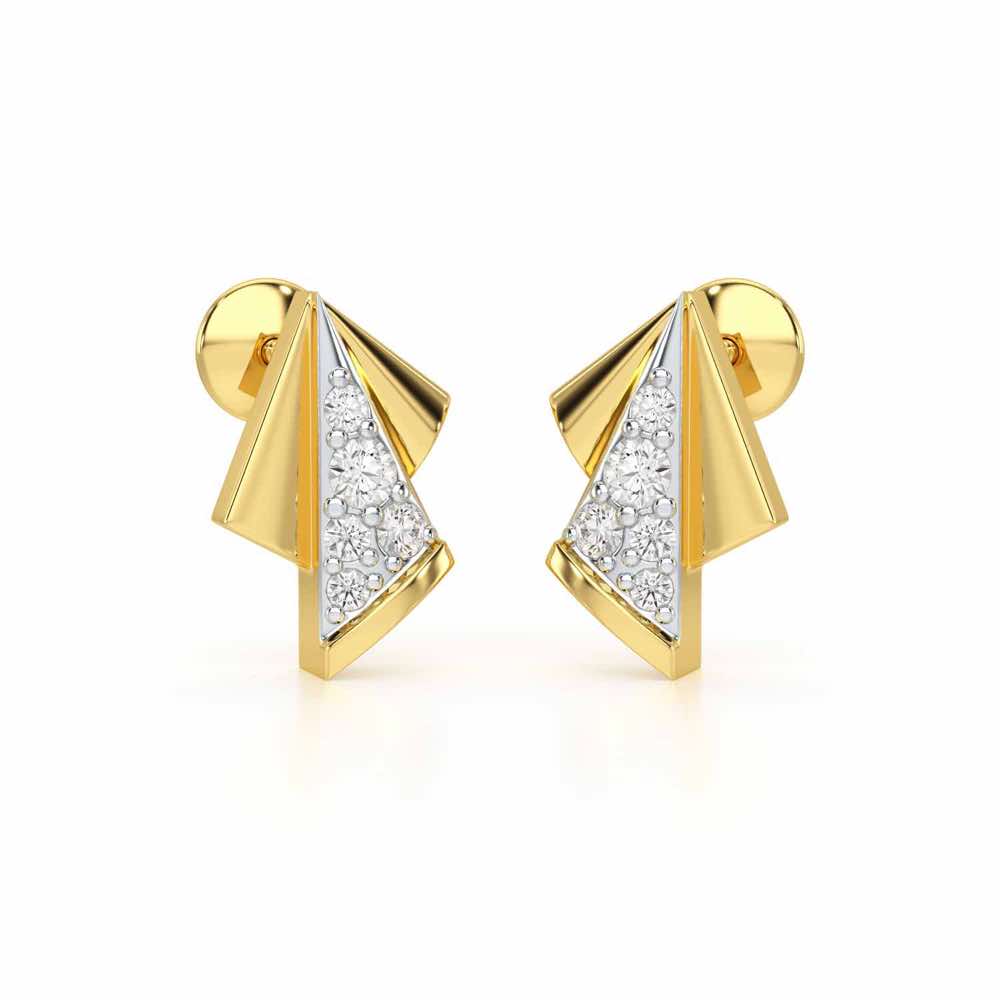 Luminous Angles Silver Earrings - Yellow Gold - Image 1