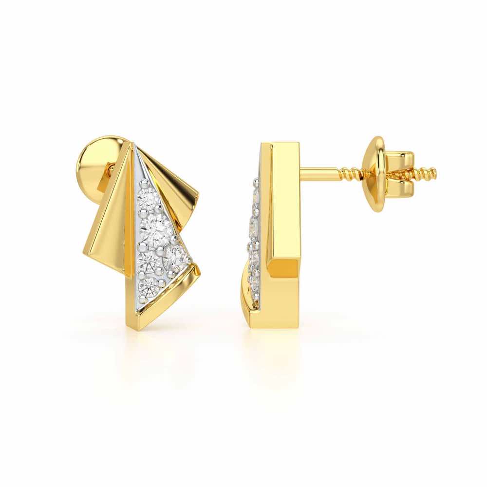 Luminous Angles Silver Earrings - Yellow Gold - Image 4