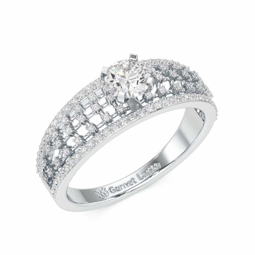 Luminous Elegance Solitaire Ring - White Gold - Image 1
