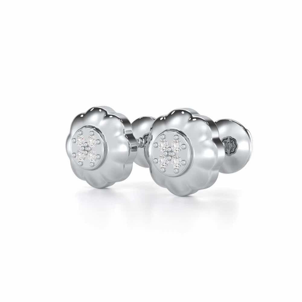 Luminous Legacy Silver Stud Earrings - White Gold - Image 3