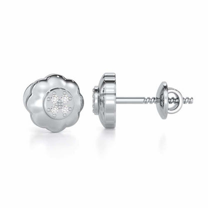 Luminous Legacy Silver Stud Earrings - White Gold - Image 4