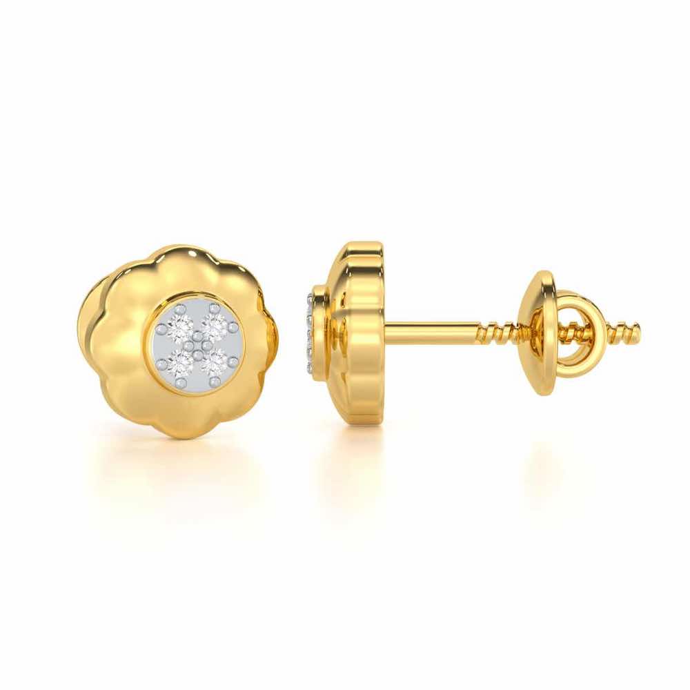Luminous Legacy Silver Stud Earrings - Yellow Gold - Image 4