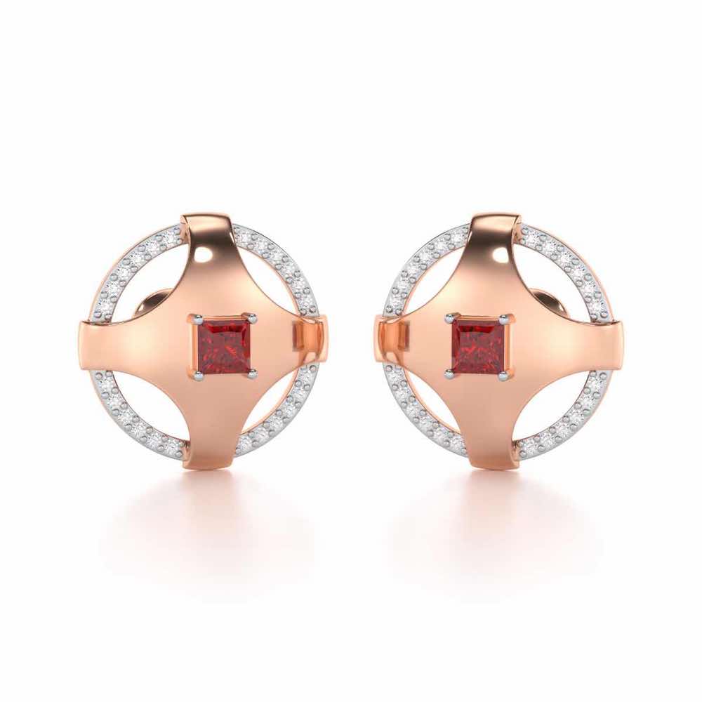 Luminous Lullaby Garnet Silver Earrings - Rose Gold - Image 2