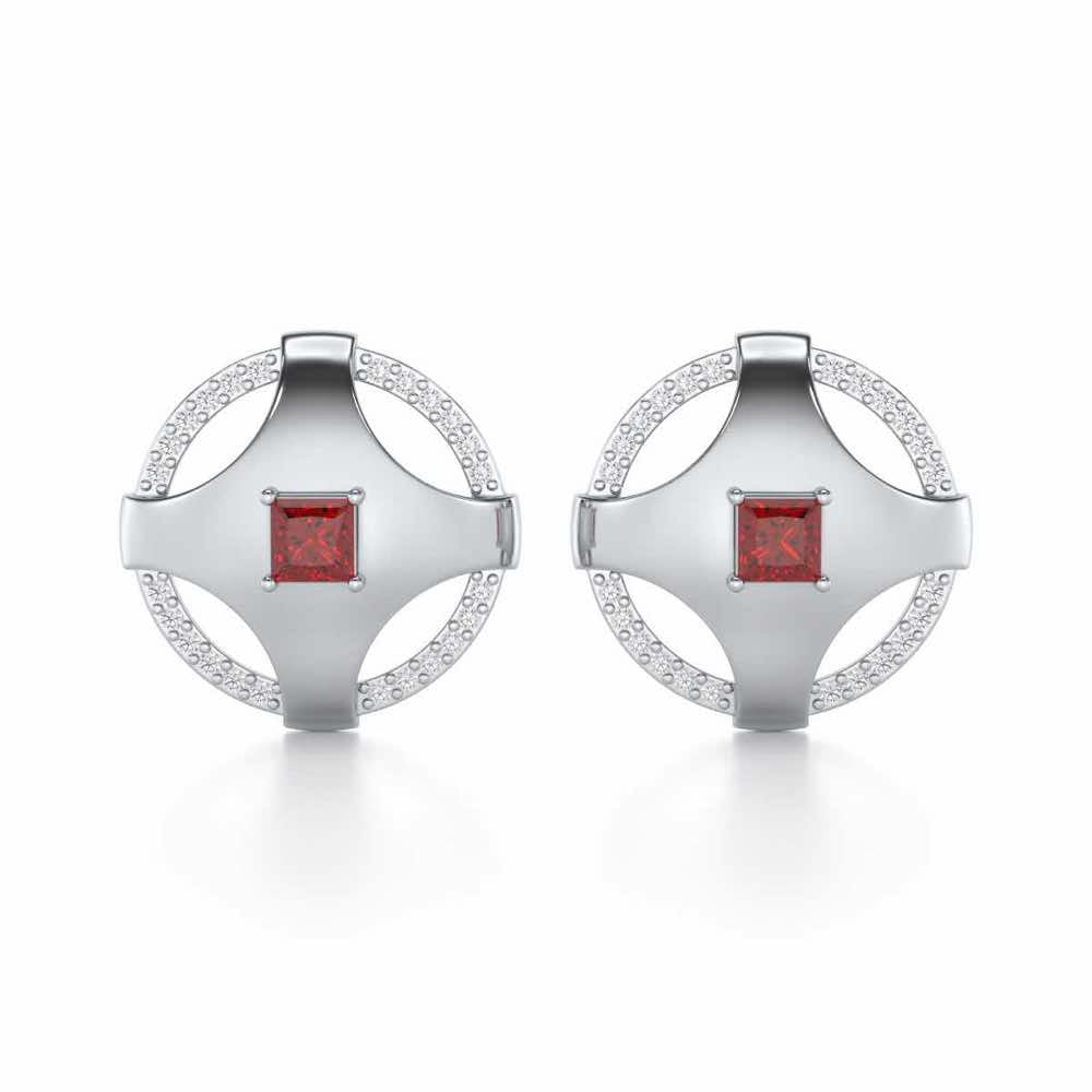 Luminous Lullaby Garnet Silver Earrings - White Gold - Image 1