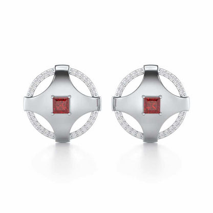 Luminous Lullaby Garnet Silver Earrings - White Gold - Image 1