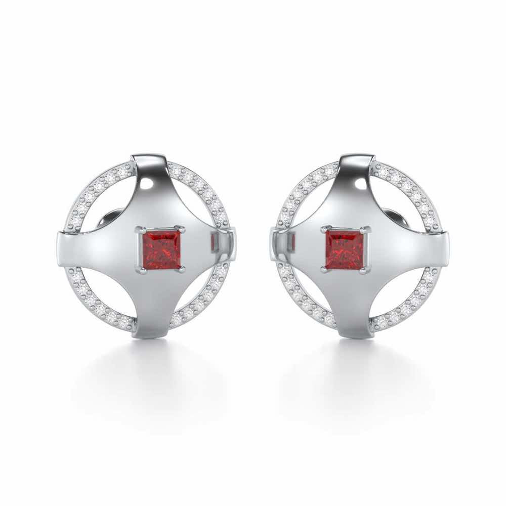 Luminous Lullaby Garnet Silver Earrings - White Gold - Image 2