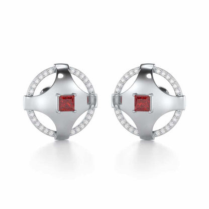 Luminous Lullaby Garnet Silver Earrings - White Gold - Image 2