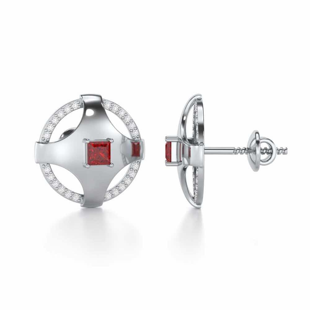 Luminous Lullaby Garnet Silver Earrings - White Gold - Image 4