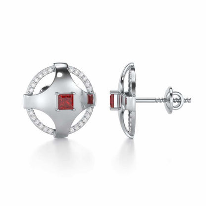 Luminous Lullaby Garnet Silver Earrings - White Gold - Image 4