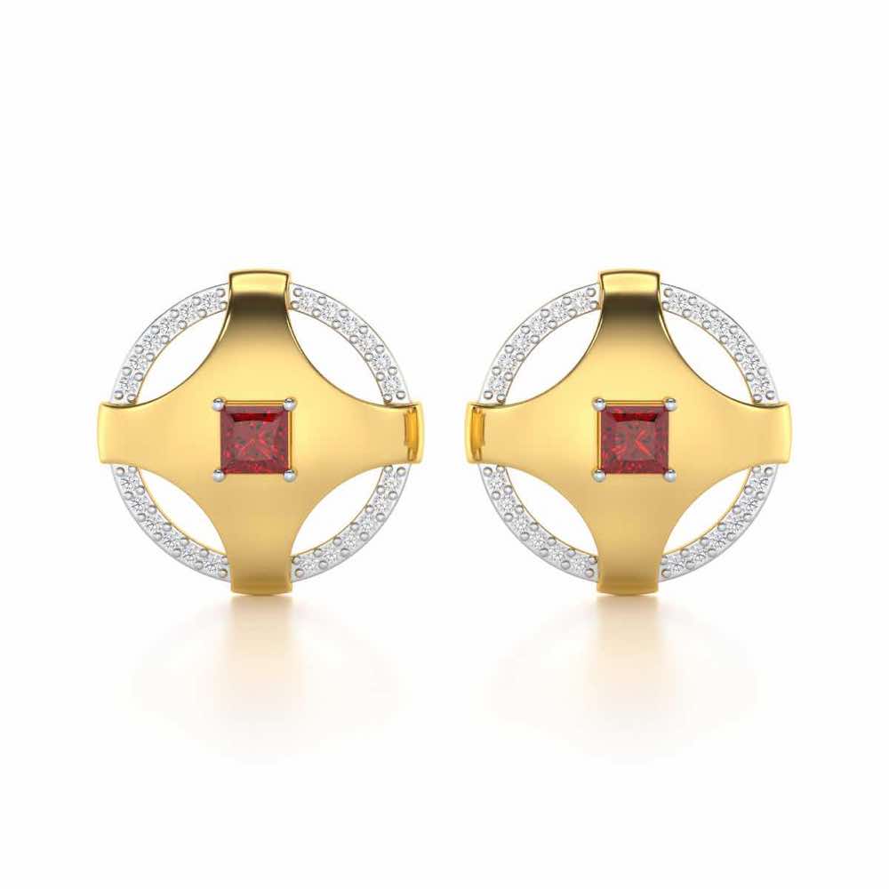 Luminous Lullaby Garnet Silver Earrings - Yellow Gold - Image 1