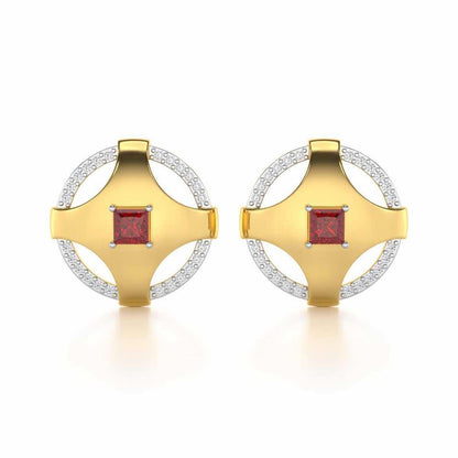 Luminous Lullaby Garnet Silver Earrings - Yellow Gold - Image 1