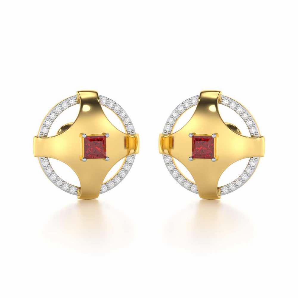 Luminous Lullaby Garnet Silver Earrings - Yellow Gold - Image 2