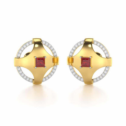 Luminous Lullaby Garnet Silver Earrings - Yellow Gold - Image 2