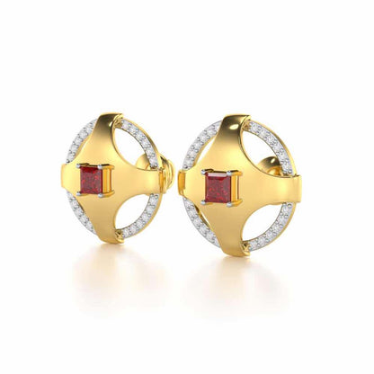 Luminous Lullaby Garnet Silver Earrings - Yellow Gold - Image 3