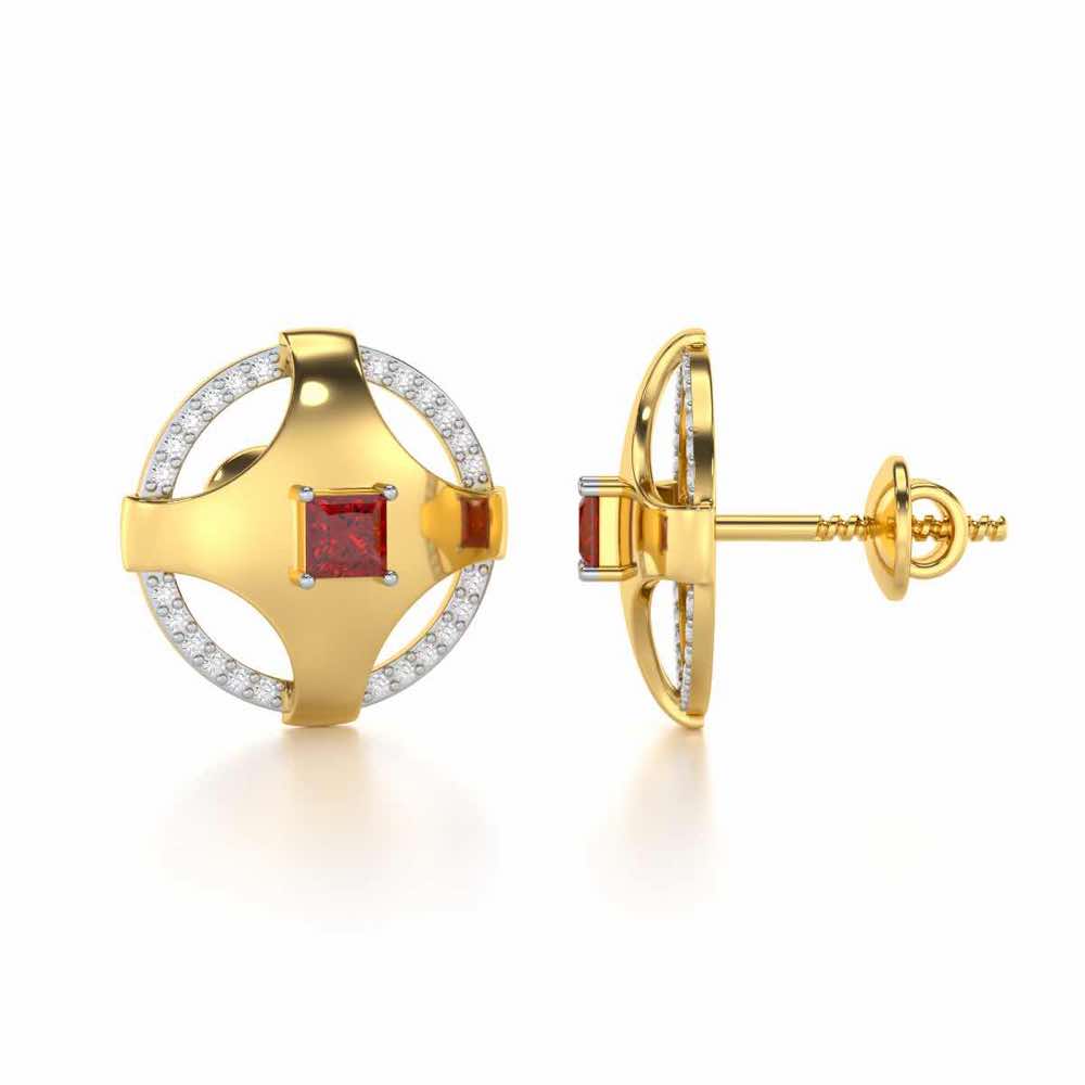 Luminous Lullaby Garnet Silver Earrings - Yellow Gold - Image 4