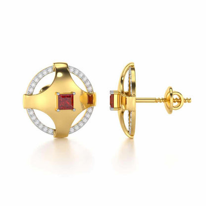 Luminous Lullaby Garnet Silver Earrings - Yellow Gold - Image 4