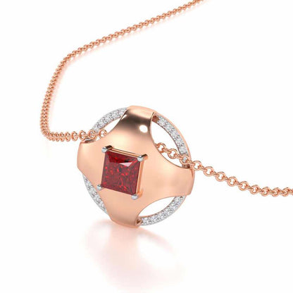 Luminous Lullaby Garnet Silver Pendant - Rose Gold - Image 1