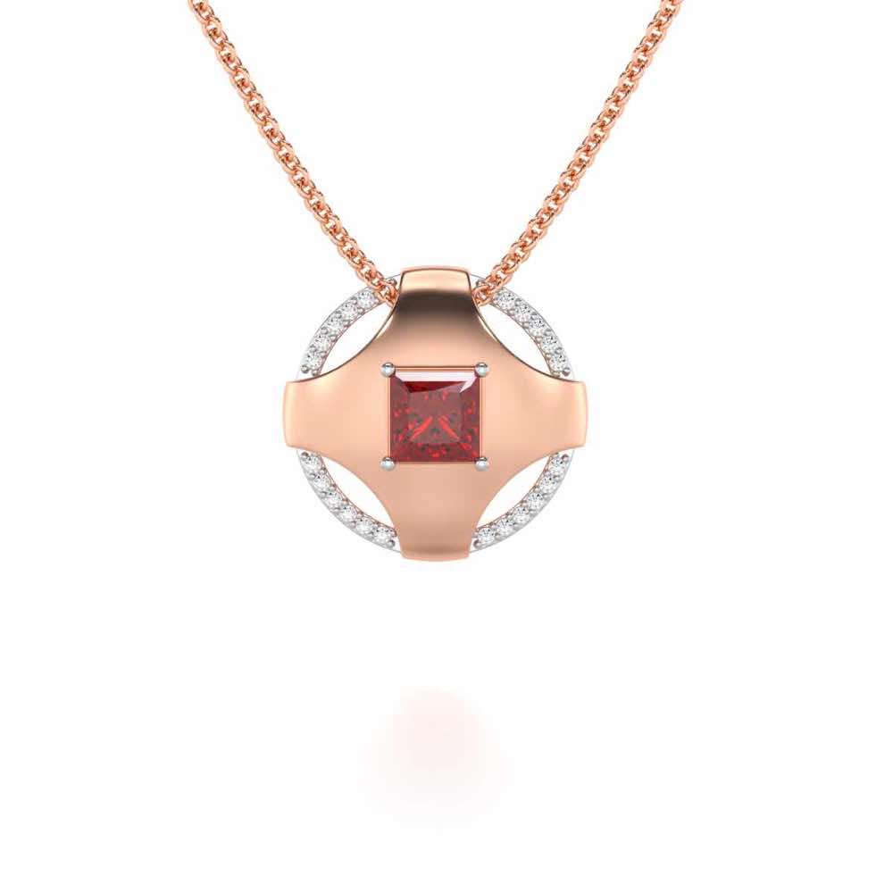 Luminous Lullaby Garnet Silver Pendant - Rose Gold - Image 2