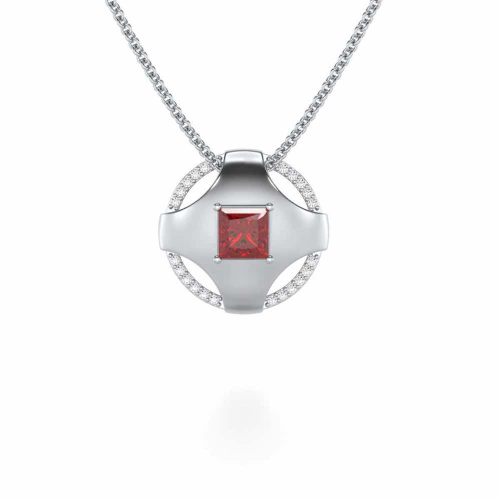 Luminous Lullaby Garnet Silver Pendant - White Gold - Image 2