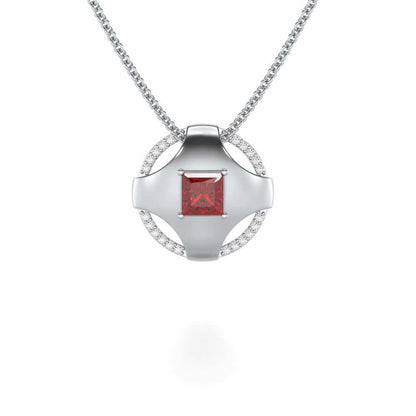 Luminous Lullaby Garnet Silver Pendant - White Gold - Image 2
