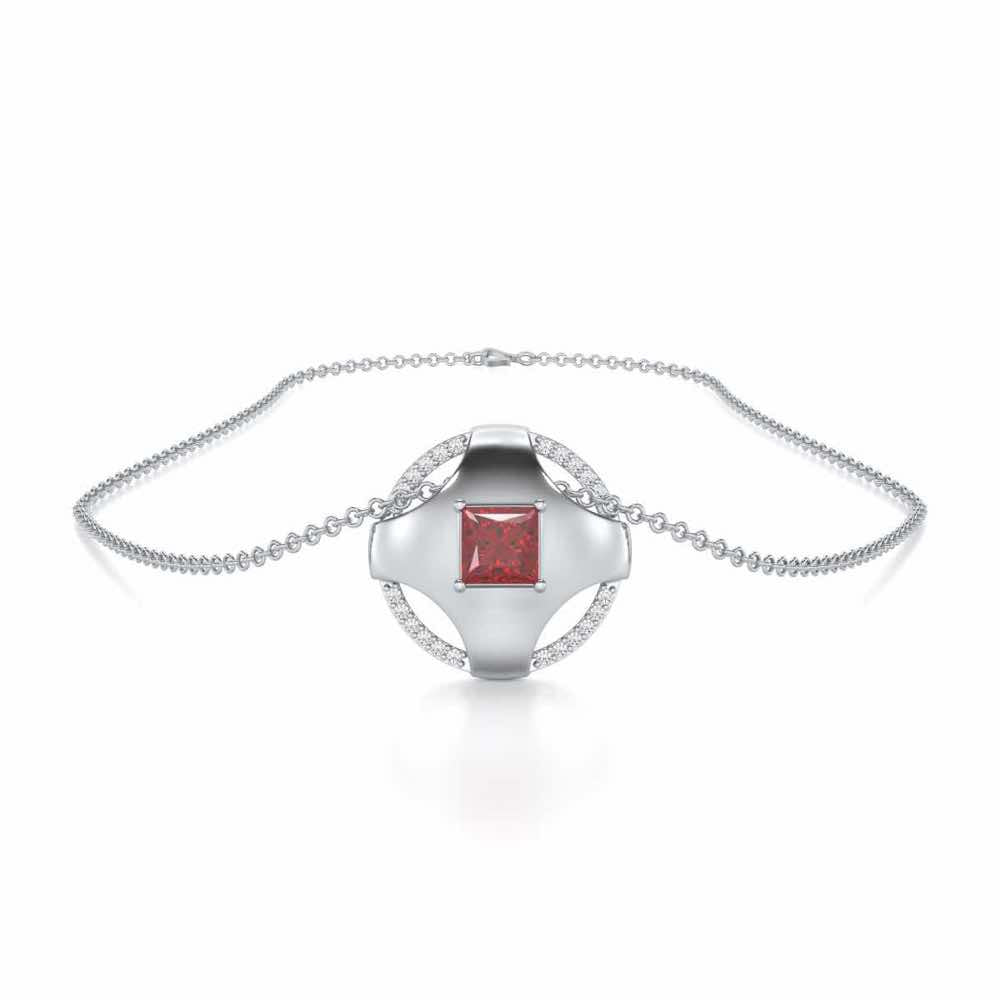 Luminous Lullaby Garnet Silver Pendant - White Gold - Image 3