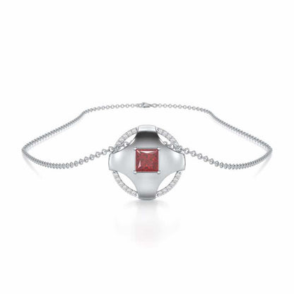 Luminous Lullaby Garnet Silver Pendant - White Gold - Image 3