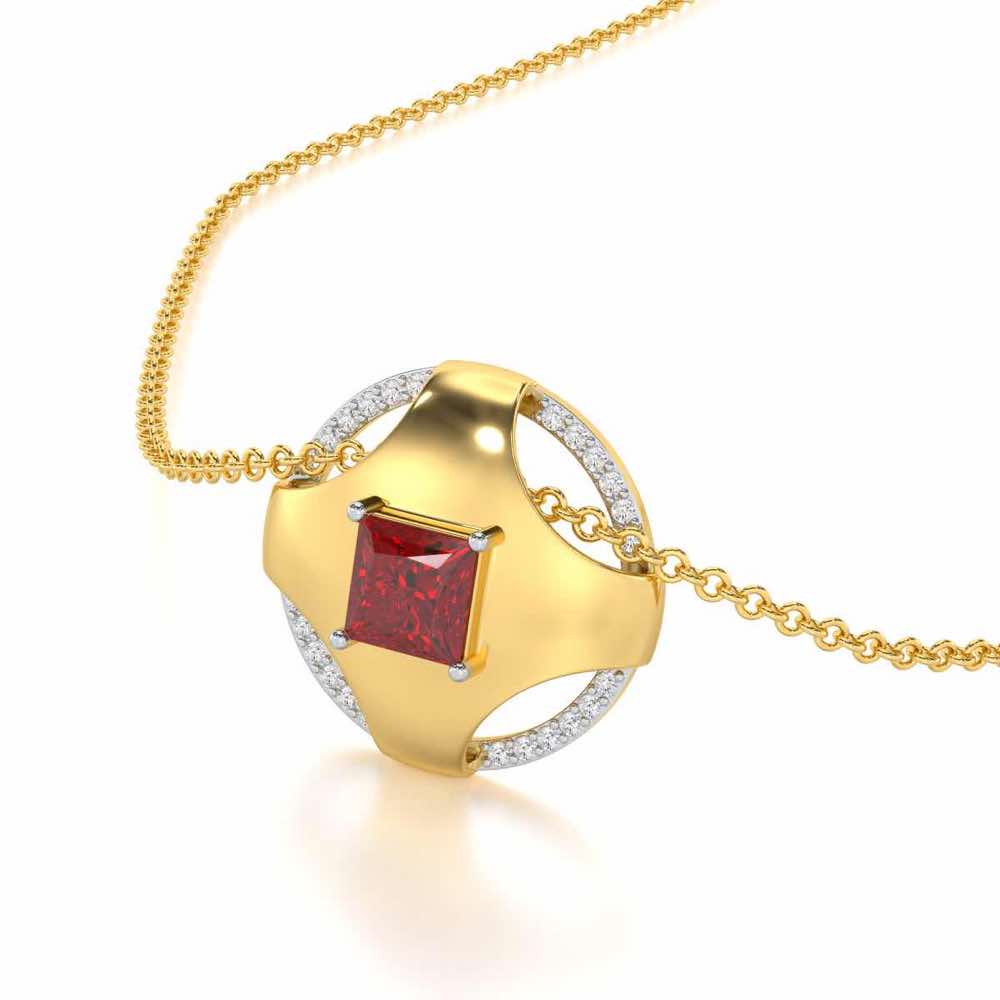 Luminous Lullaby Garnet Silver Pendant - Yellow Gold - Image 1