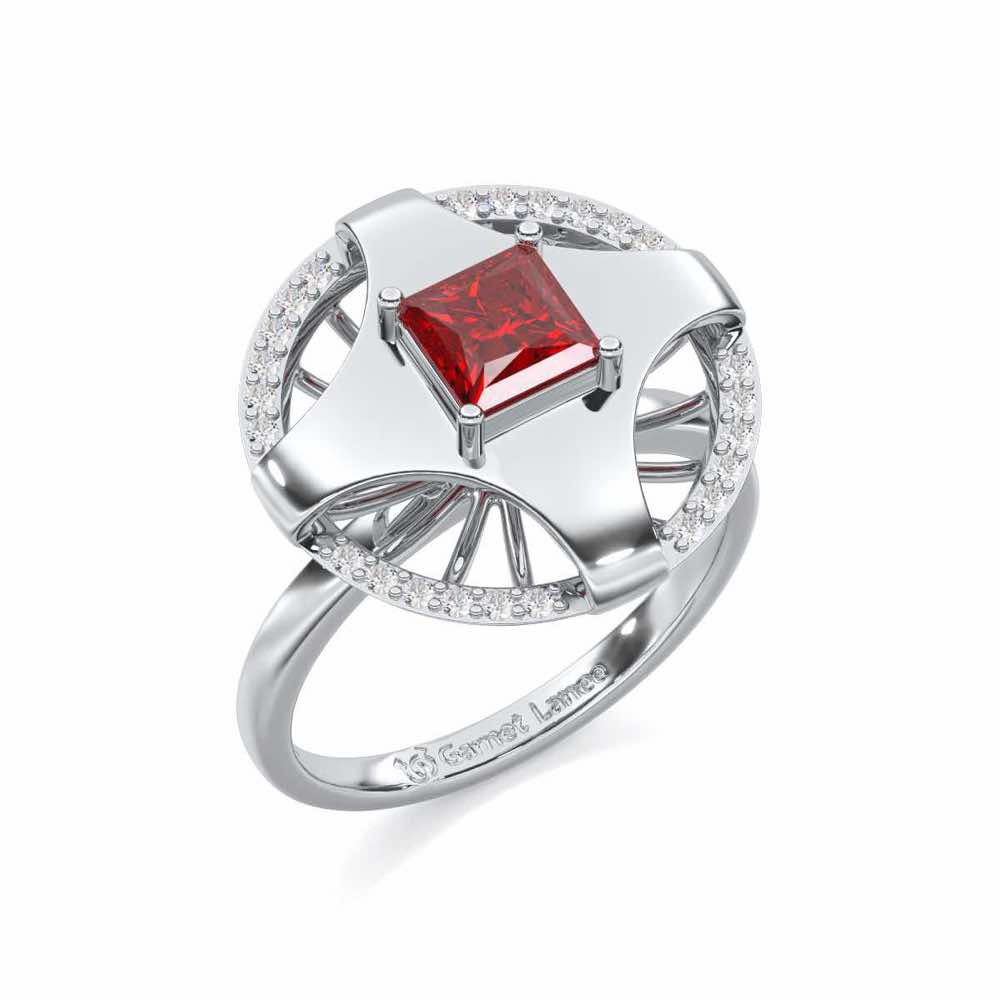Luminous Lullaby Garnet Silver Rings - White Gold - Image 1