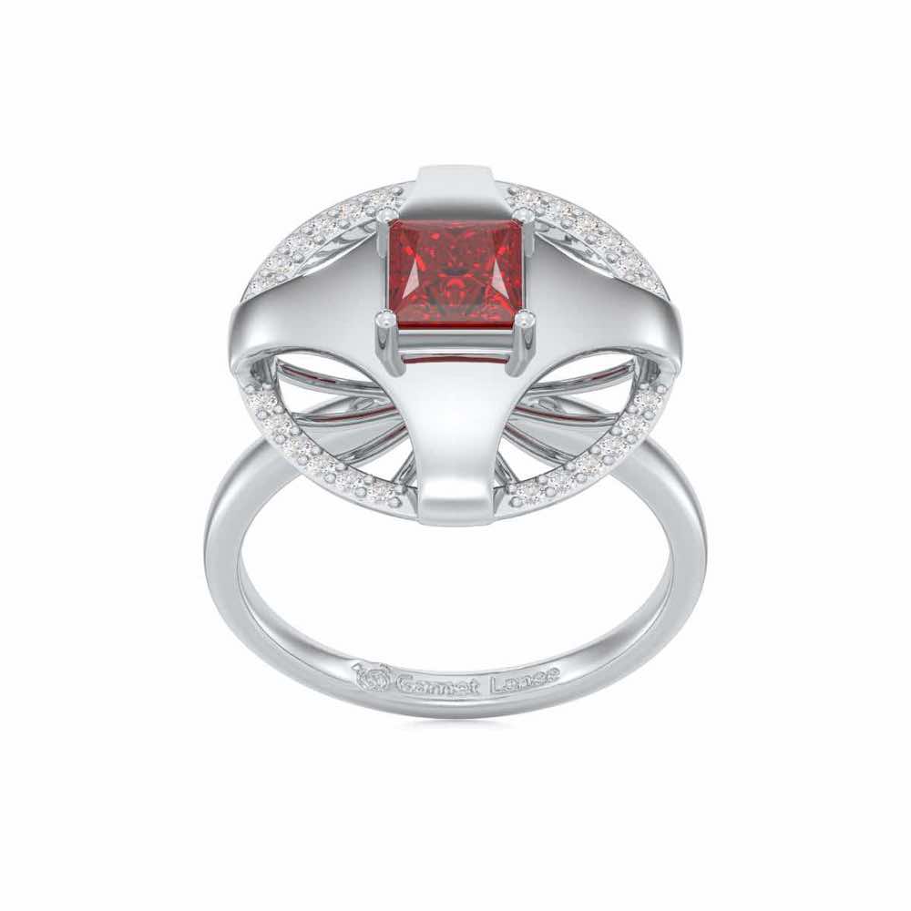 Luminous Lullaby Garnet Silver Rings - White Gold - Image 2